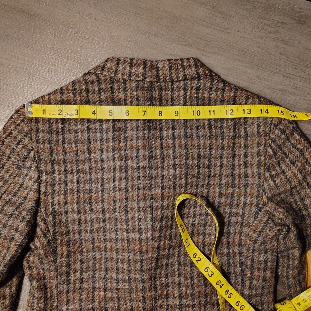Vintage Polo Ralph Lauren Wool Tweed Blazer Suede Elbow Patch 16 Fits like XS/S - Picture 9 of 16